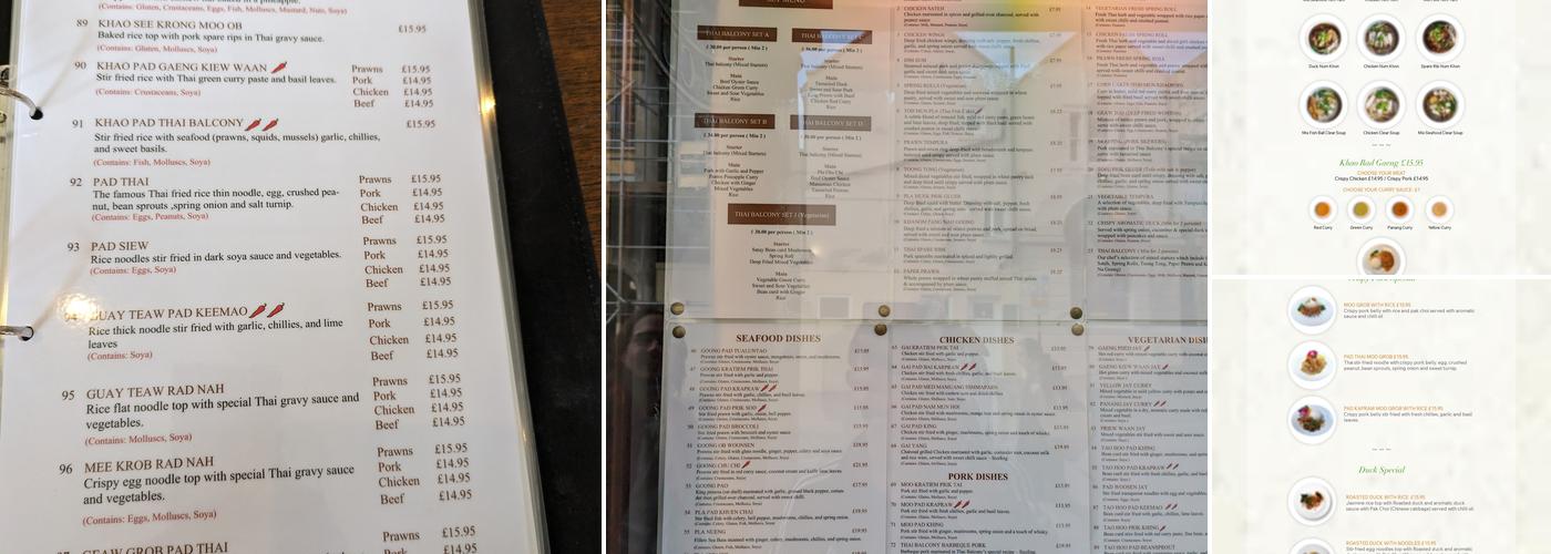 Thai Balcony Restaurant Menu