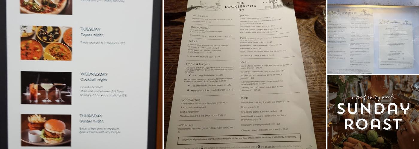 The Locksbrook Inn Gastropub Bath Menu