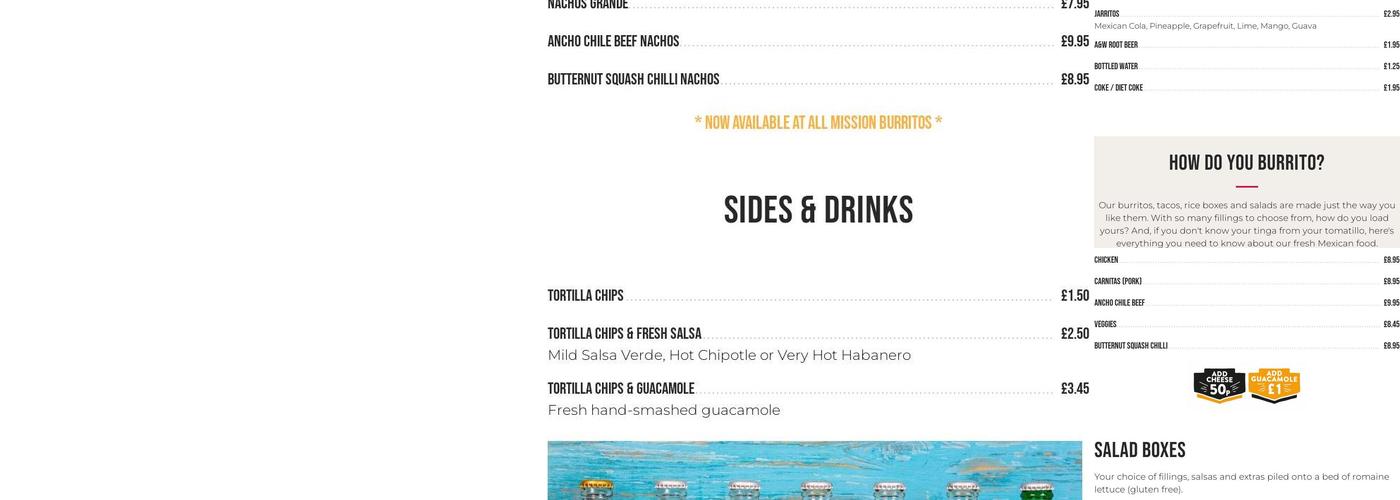 Mission Burrito Menu