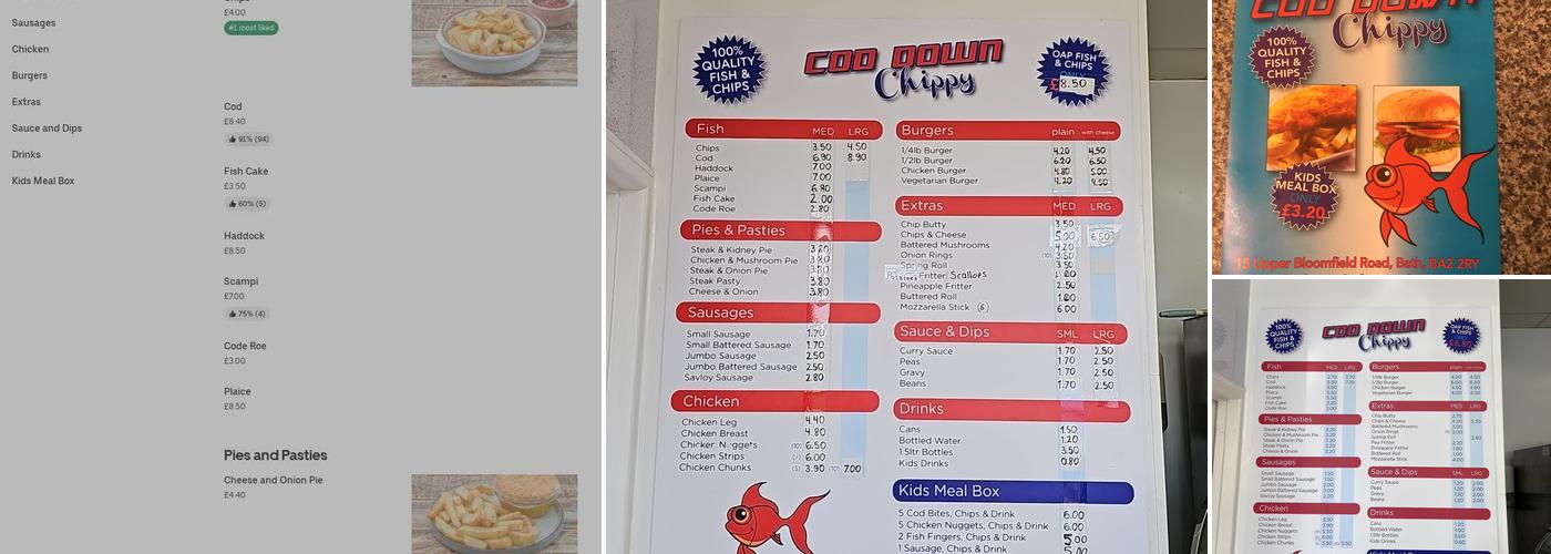 Cod Down Chippy Menu