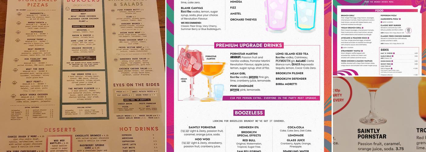 Revolution Bath Menu