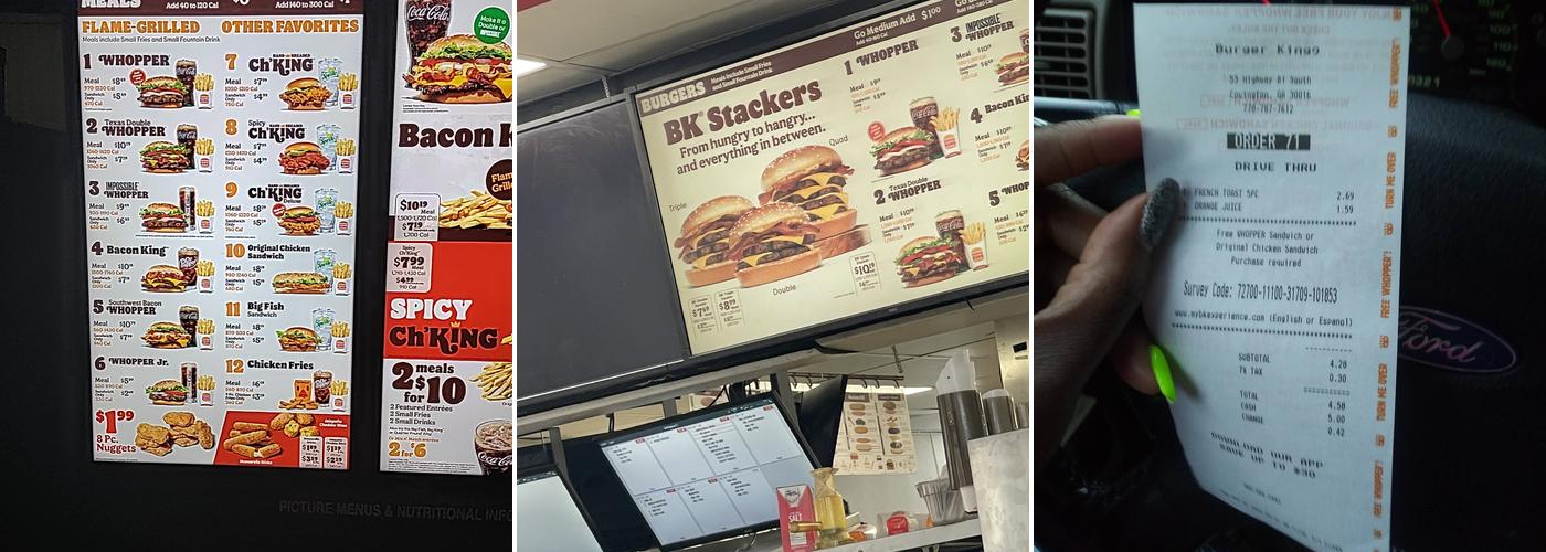 Burger King Menu