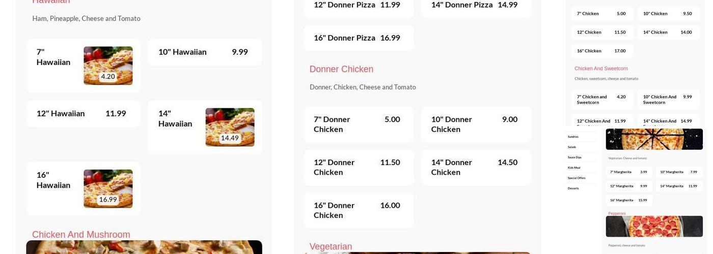 Adels Pizza Menu
