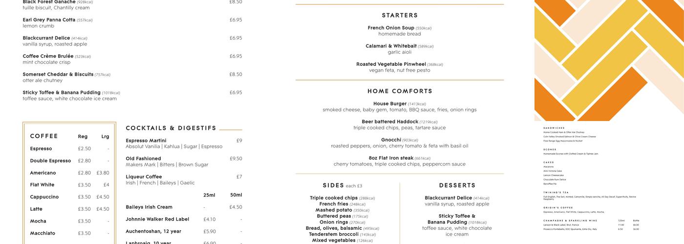 The Orange Artichoke Menu