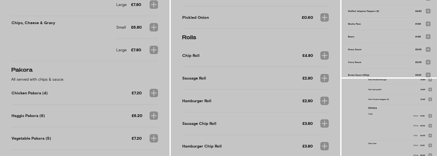 Valente's Leisureland Fish & Chips Bathgate Menu