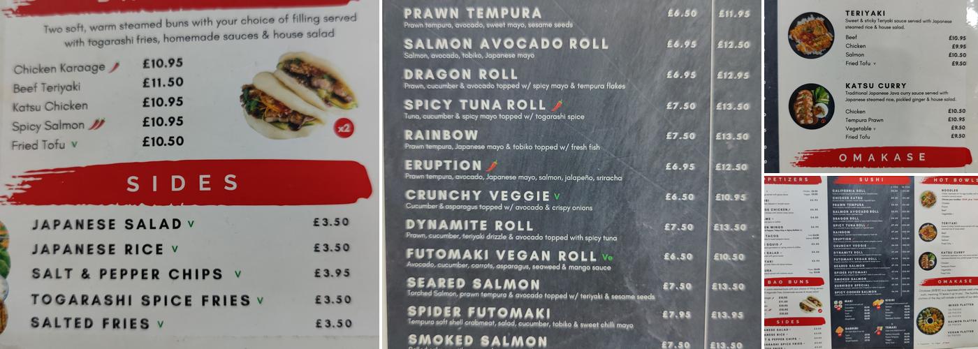 Sushibox - Batley Menu