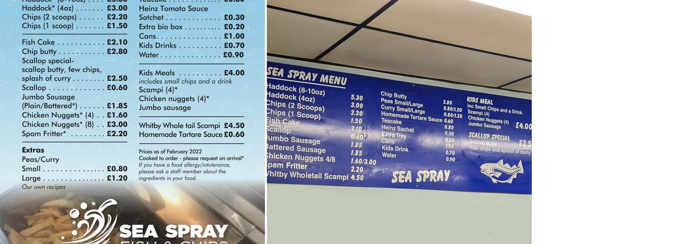 Seaspray Menu