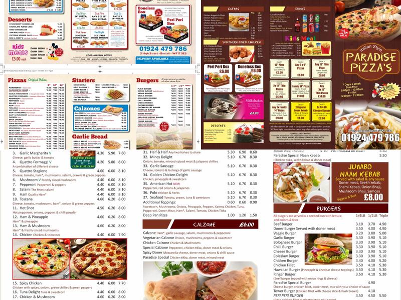 Paradise Pizza's Menu