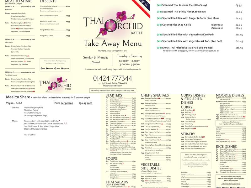Thai Orchid Menu