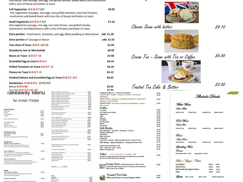 Burton's Restaurant & Tearoom Menu