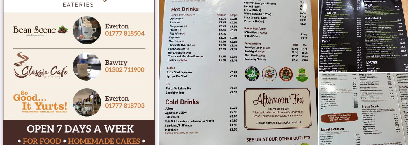 The Classic Cafe Menu