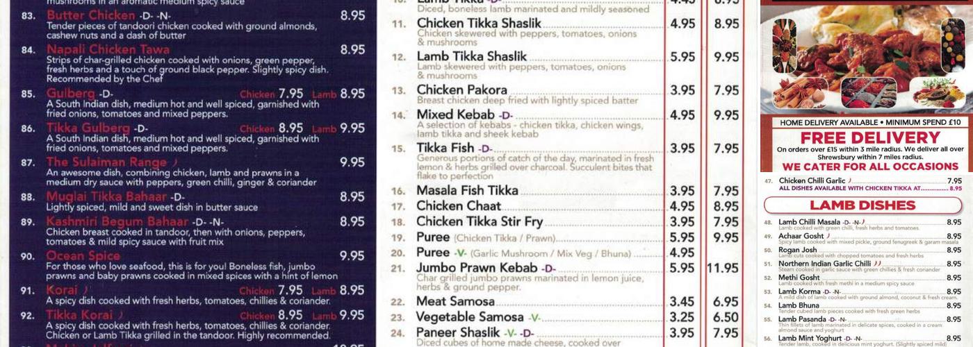 Mahim Indian Takeaway Menu