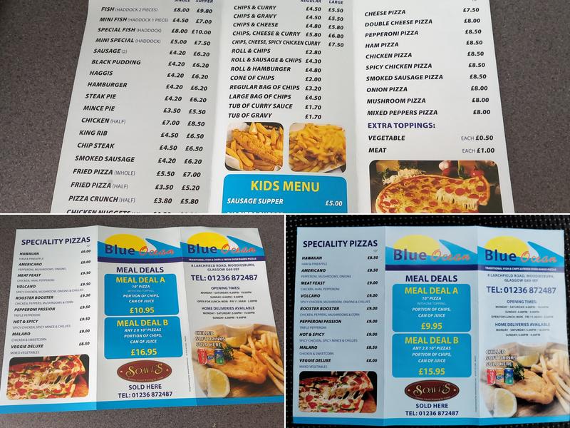 Blue Ocean Fish Shop Menu