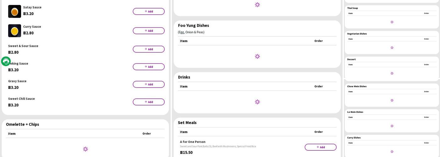 Sunrise Chinese Takeaway Menu