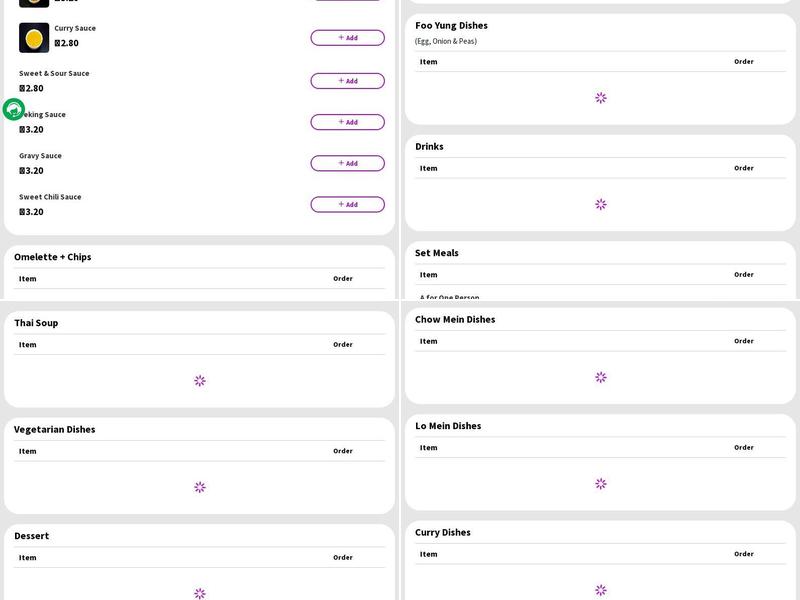 Sunrise Chinese Takeaway Menu