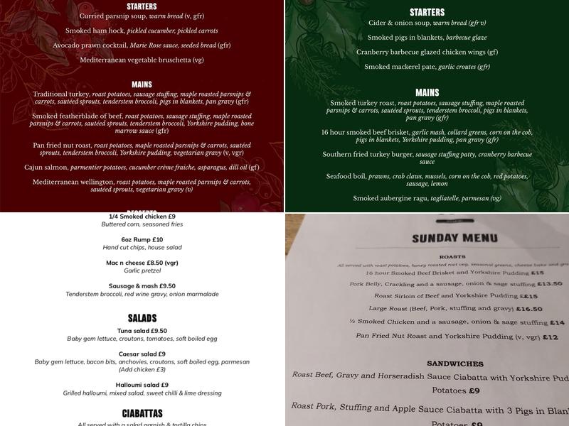 The Smokey cow Menu