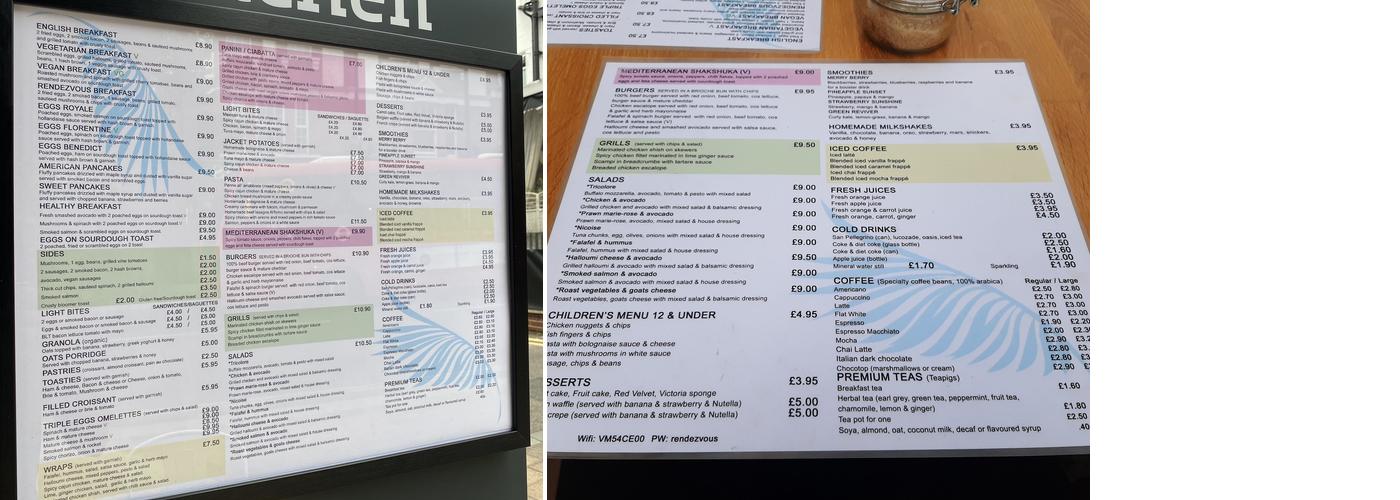 Rendezvous Caffe Menu