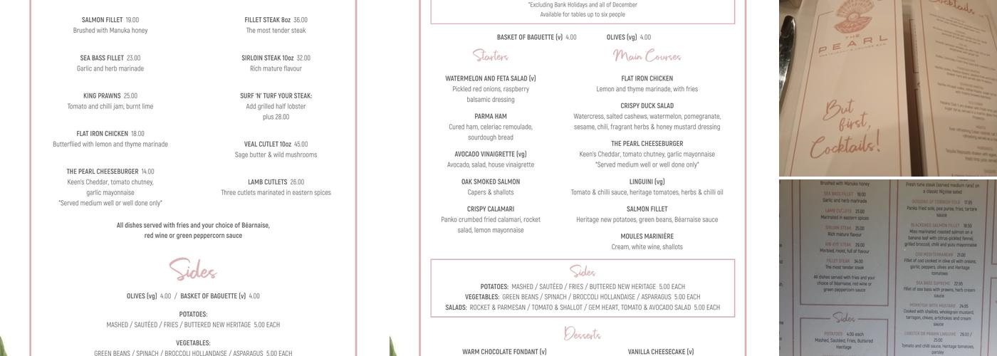 The Pearl Beckenham Menu