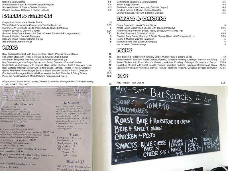 The Chancery Menu