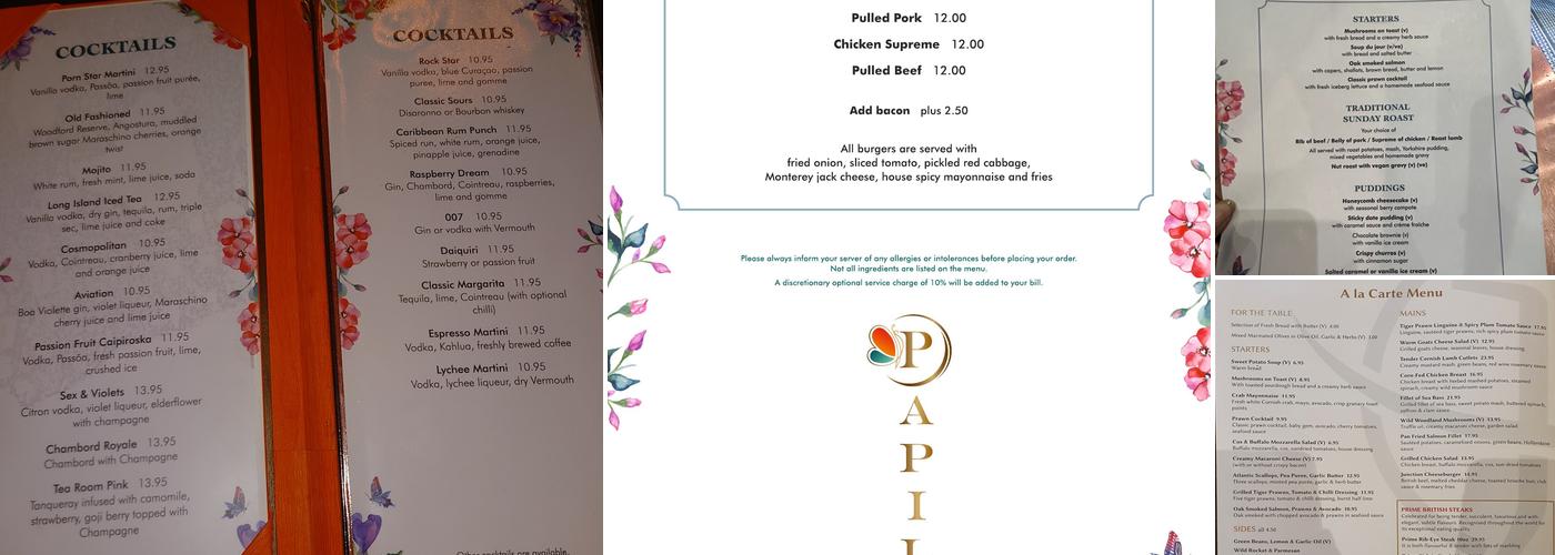Papilio Beckenham Menu