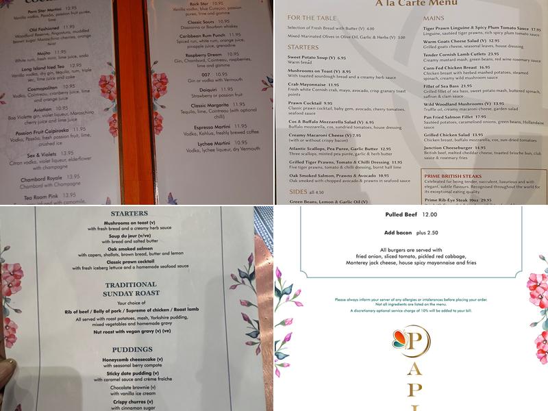 Papilio Beckenham Menu