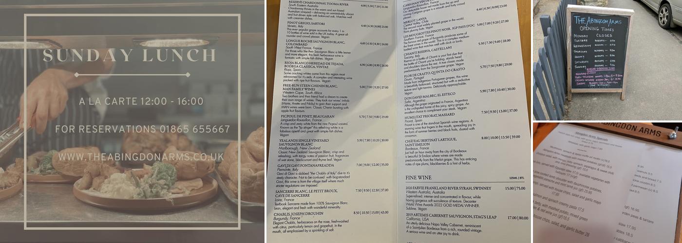 The Abingdon Arms Menu