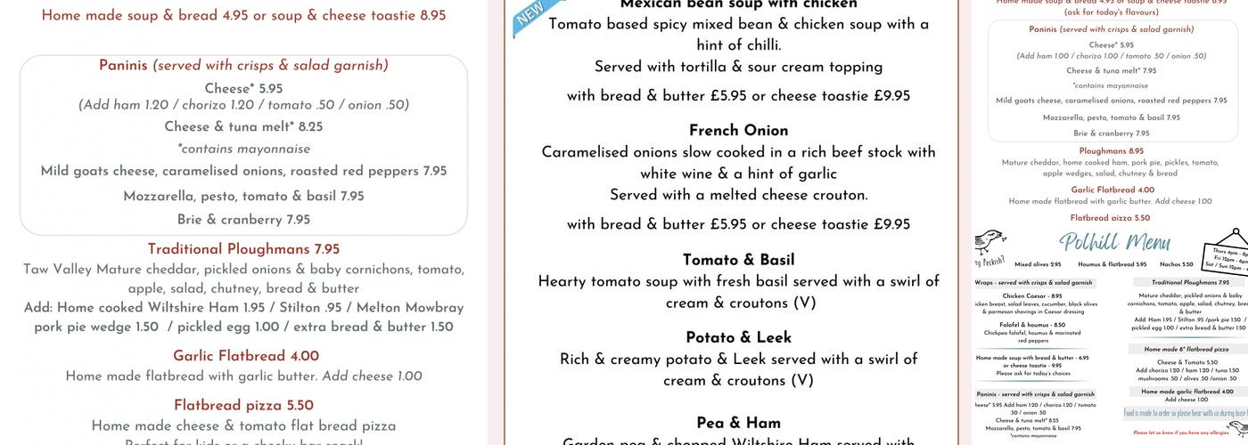 Polhill Arms Menu