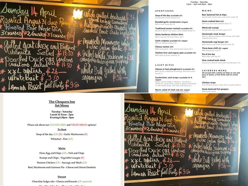 The Chequers Inn Menu