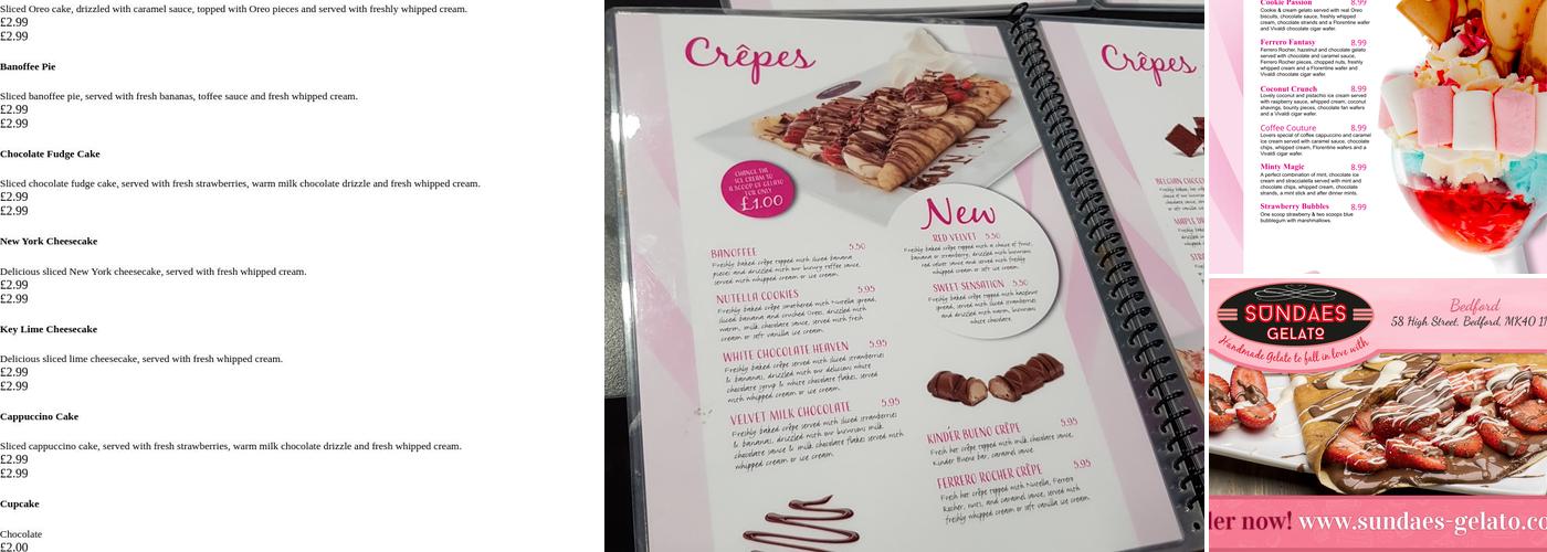 Sundaes Gelato (Bedford) Menu