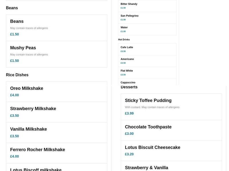 Harrowden Fisheries Menu