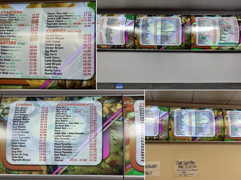Bala Sweet & Tandoori Centre Menu