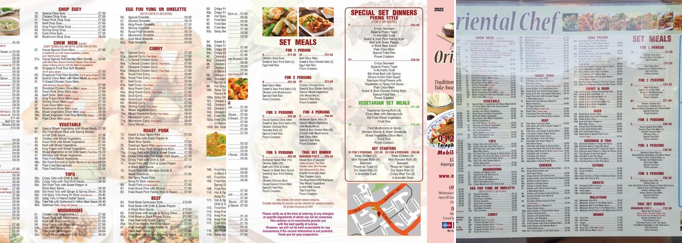 Oriental Chef Menu