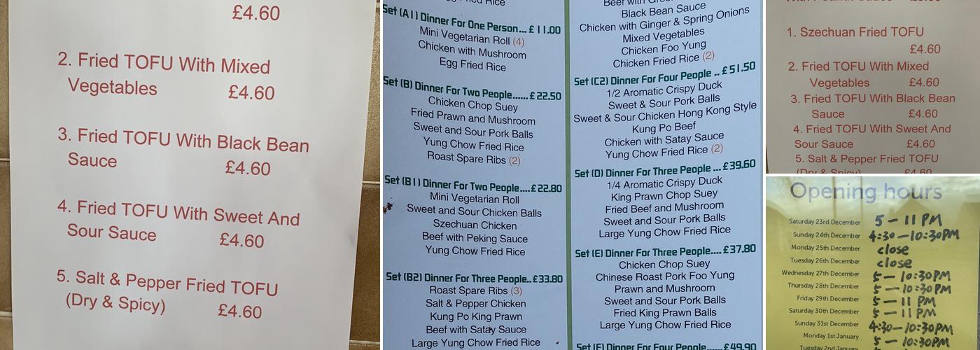Golden Star Chinese Take Away Menu