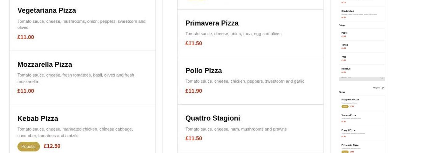 Polakito Pizza Menu