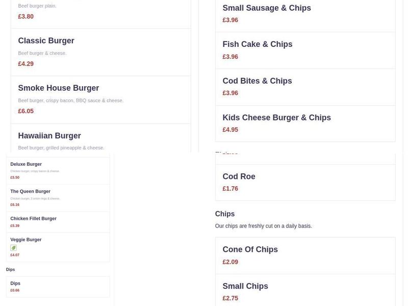 Britain's Fish & Chips Menu