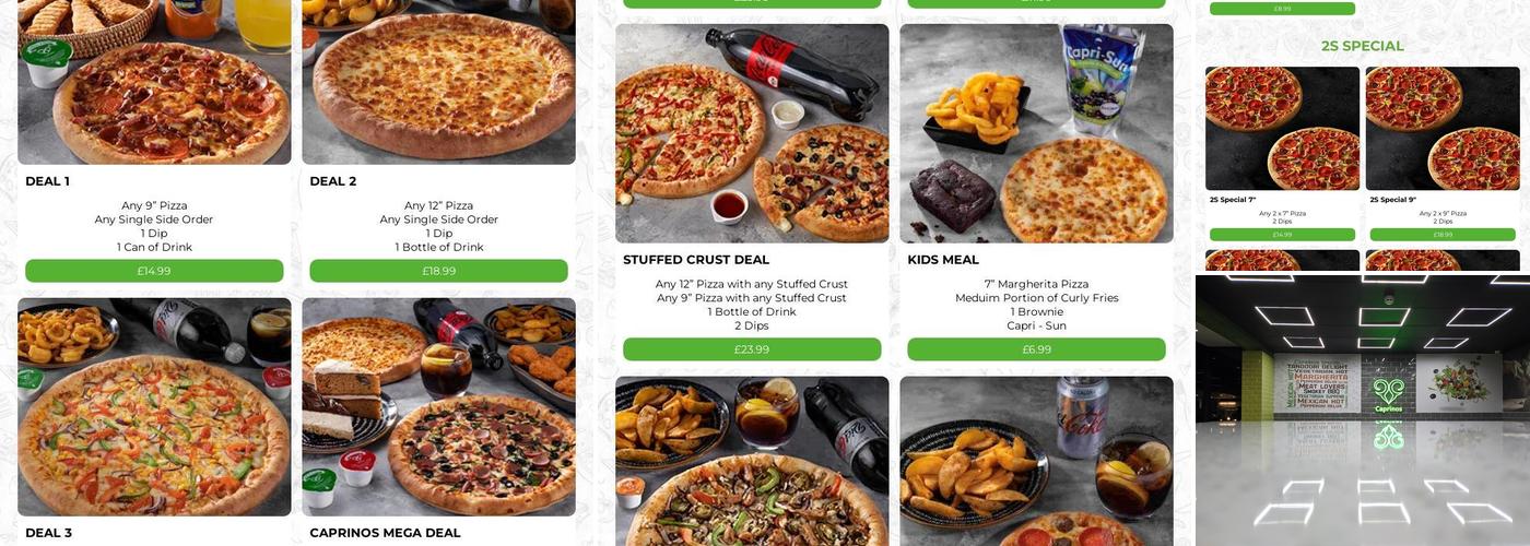 Caprinos Pizza Bedford Menu