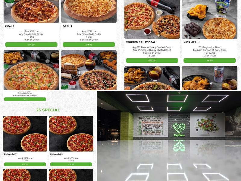 Caprinos Pizza Bedford Menu