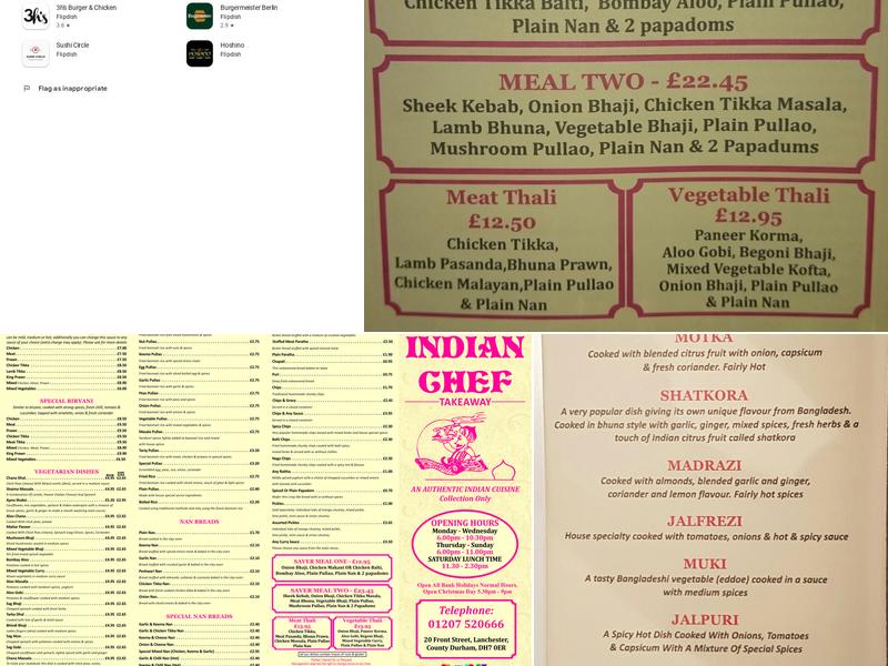 Indian Chef Menu