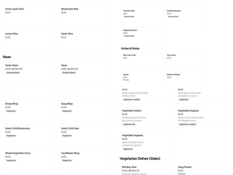 Vijays indian Original Menu