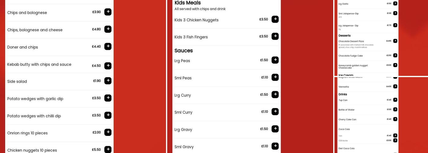 Pizzeria @ Station Chippy Menu