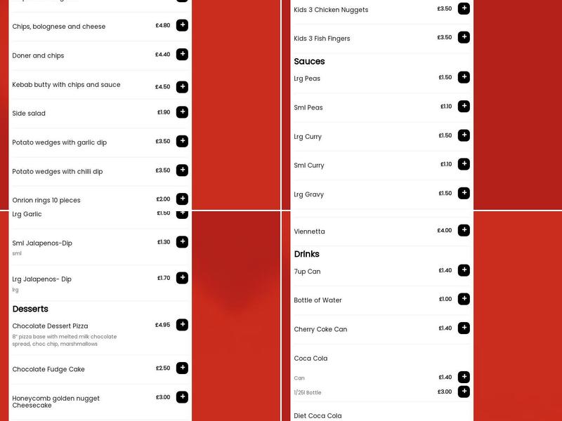 Pizzeria @ Station Chippy Menu