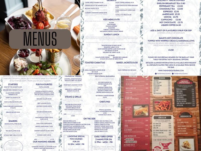 The Newdigate Arms Menu