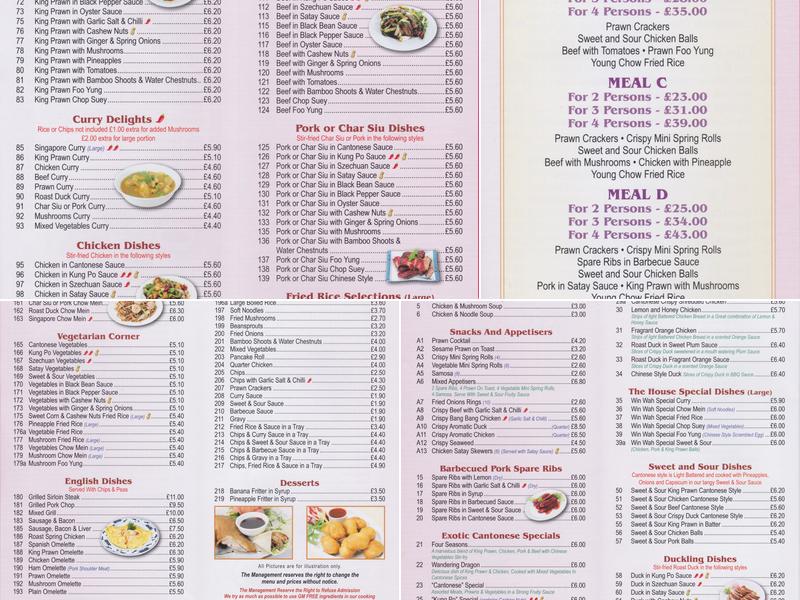 Win Wah House Menu