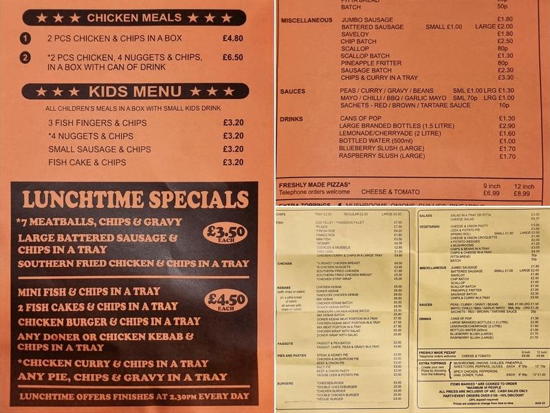 Heath Road Fish Saloon Menu