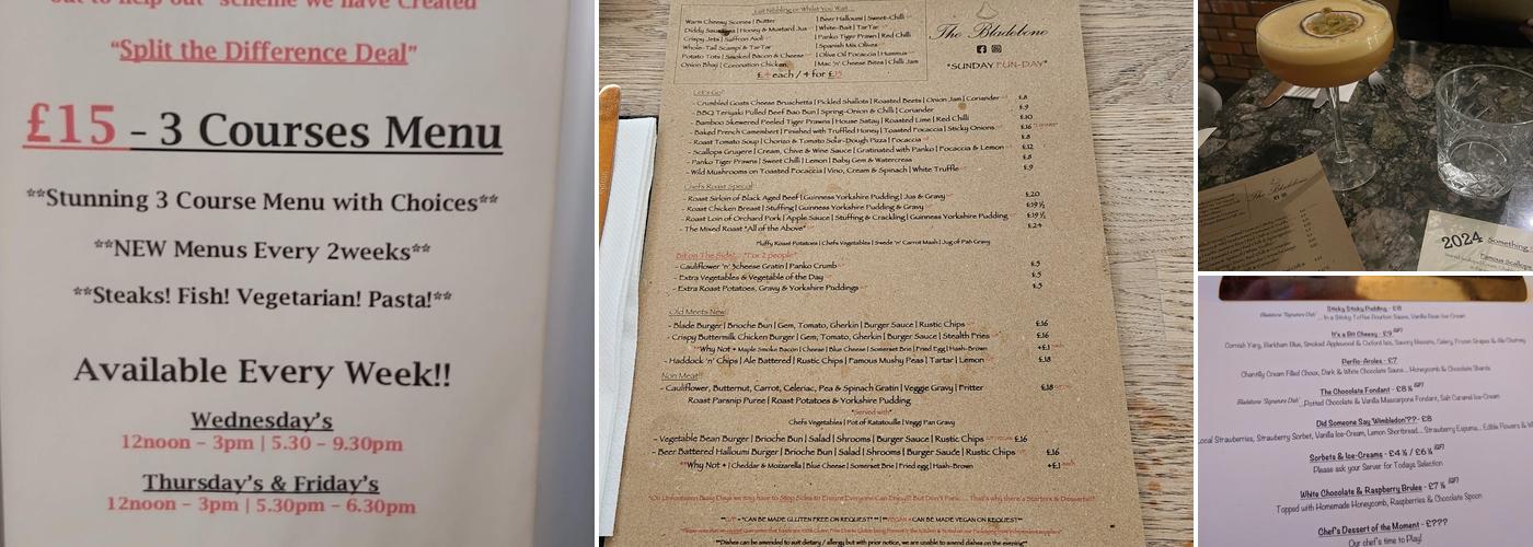 The Bladebone Inn Menu