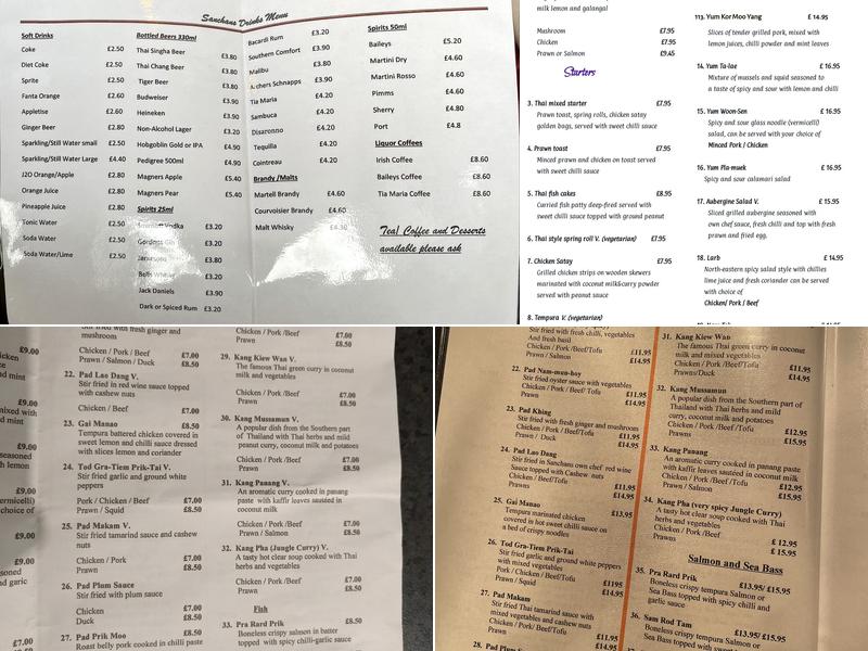 Sanchan's Thai Restaurant Menu