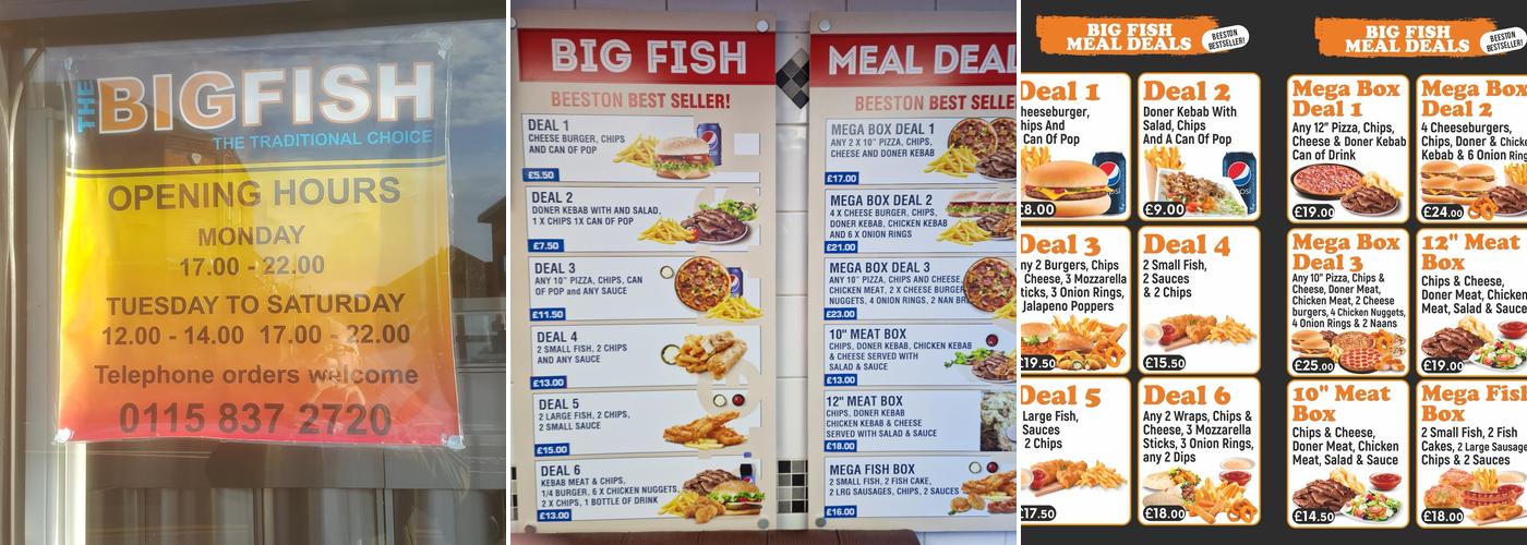 The Big Fish Menu