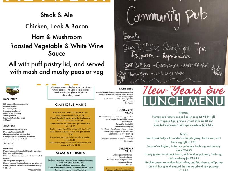 The Beeston Ploughshare Menu