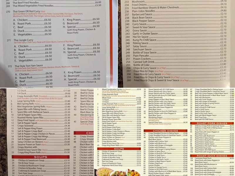 Beighton Wok Menu