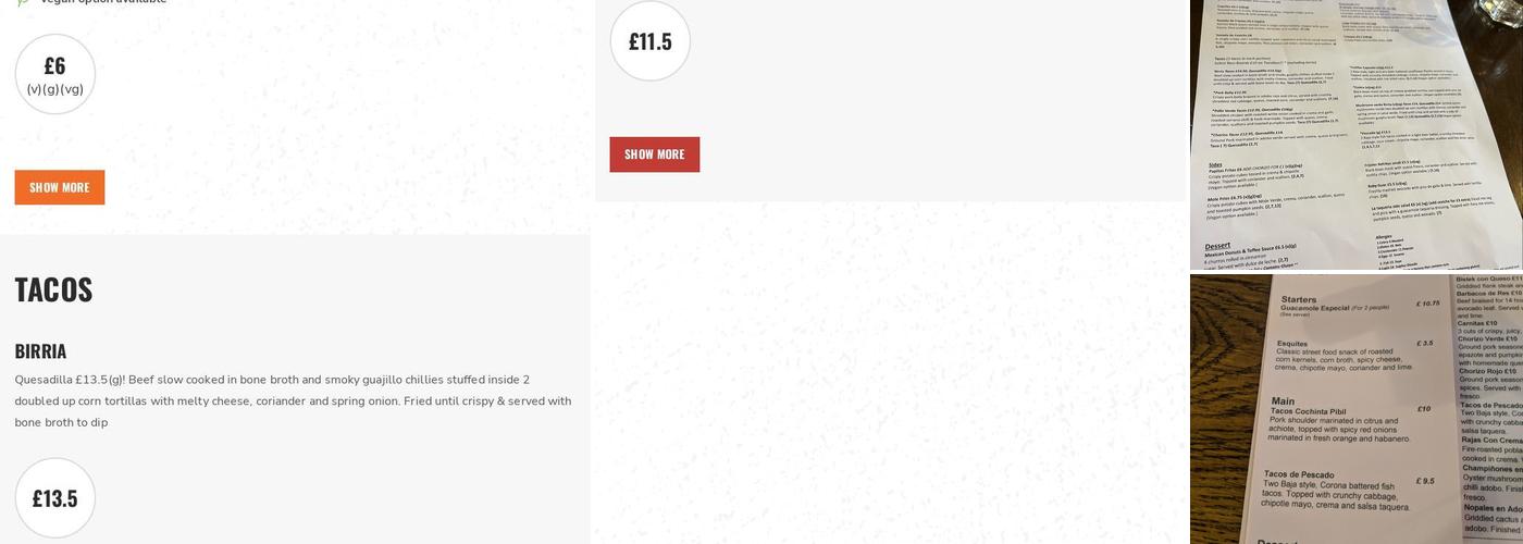 La Taqueria Castle Street Menu